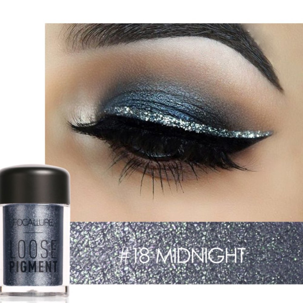 FOCALLURE Loose Glitter Pigments Eye Shadow, #18 Midnight